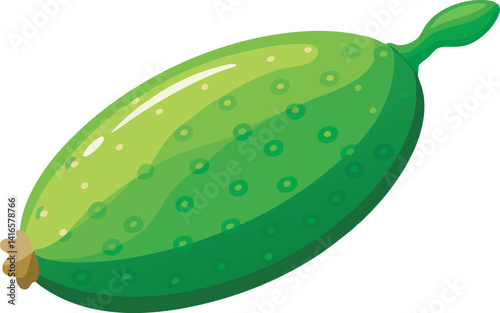A vibrant vector art illustration of a delicious finger lime fruit, showcasing its unique texture, color, and juicy citrus-filled segments.