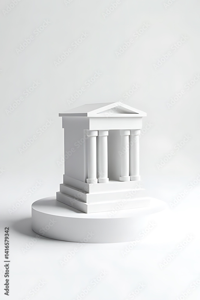 Obraz premium Classical architecture display in minimalist studio sculpture from elevated viewpoint in white