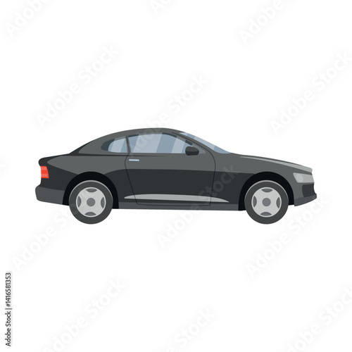 A sleek black sedan from the side, with smooth lines and a streamlined design that highlights modern automotive aesthetics.