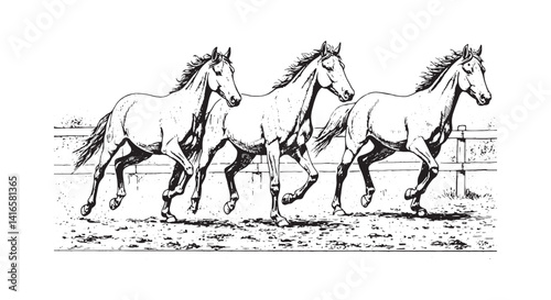 horses on a white background