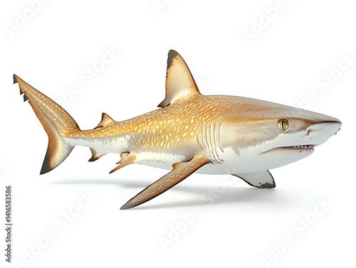 Blacktip Reef Shark: A blacktip reef shark with distinctive black tips on its fins and a sleek, powerful body, swims gracefully in the blue waters. photo
