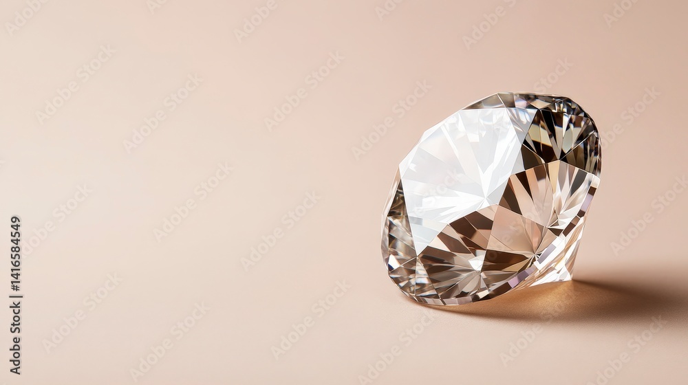 High-Quality Close-Up Image of a Diamond with Intricate Facets on a Smooth Background High-Quality Close-Up Image of a Diamond with Intricate Facets on a Smooth Background