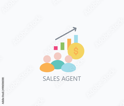 Sales Agent Icon Or Logo Isolated Illustration