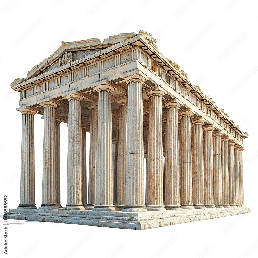 Obraz premium 3D front view illustration of the Stoa of Attalos at Athens Greece monument isolated on a white transparent background
