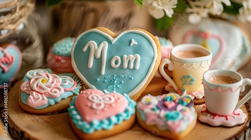 Delightful Mother's Day Dessert Illustration with Sweet Treats, Floral Accents, and a Heartwarming Celebration Mood