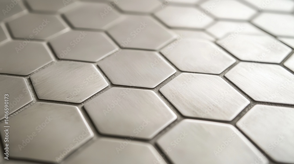 Hexagonal Patterned Tiles in Soft Gray and White Tones Hexagonal Patterned Tiles in Soft Gray and White Tones