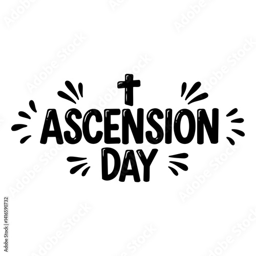 Bold, stylized graphic of Ascension Day, featuring a cross and decorative elements. Ideal for religious-themed marketing or editorial use.