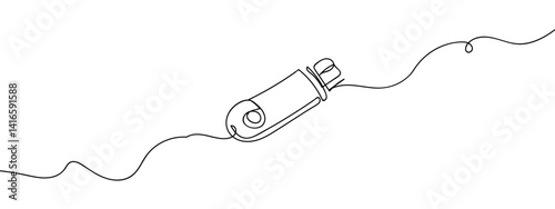 Continuous line Computer equipment Flash drive USB Memory line art vector illustration with background editable stroke.