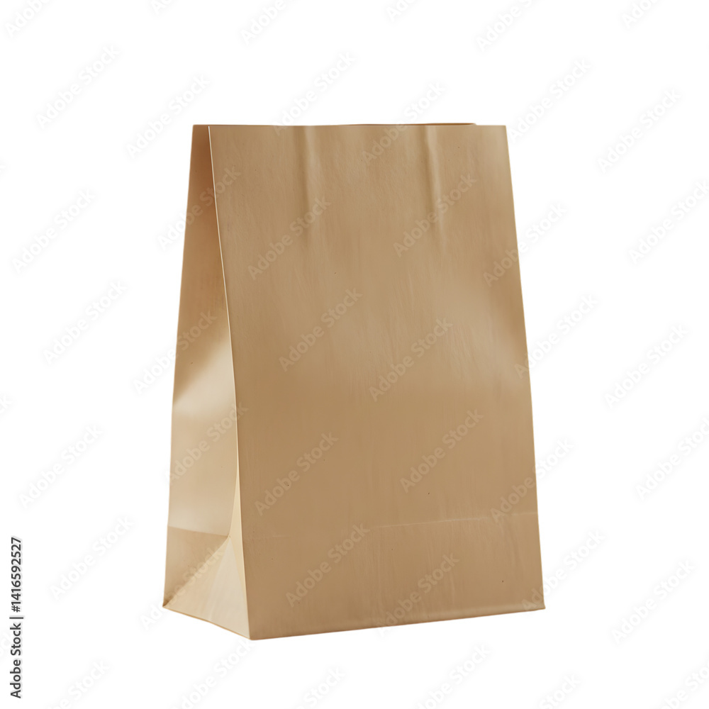 Simple brown paper bag with clear background, ideal for mockups and design Simple brown paper bag with clear background, ideal for mockups and design