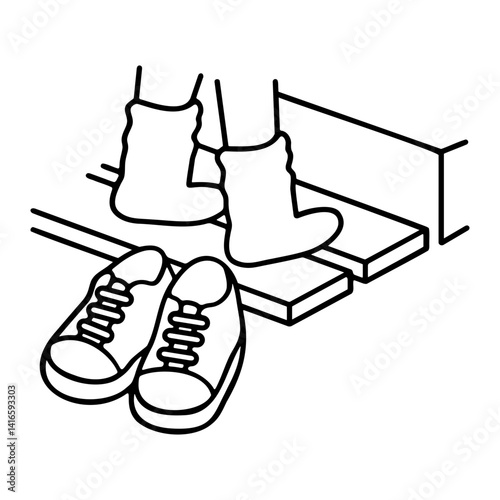 Icon encouraging you to take off your shoes in front of the board.