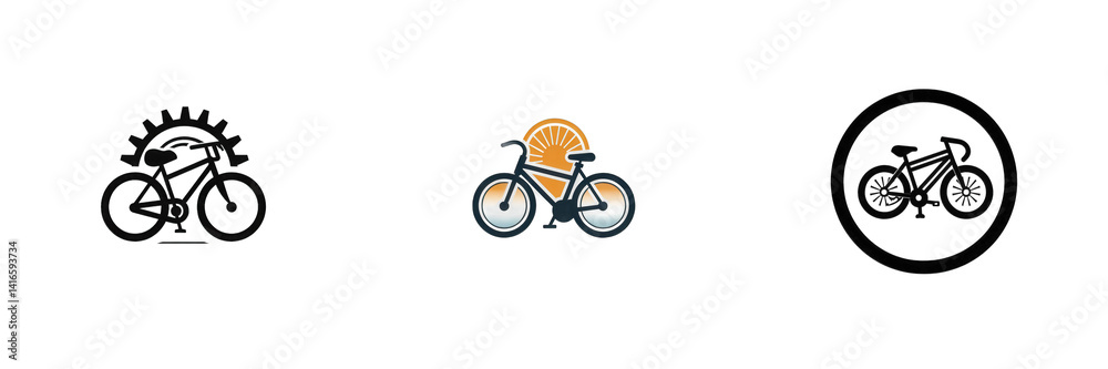 A collection of bicycle icons showcasing different styles and designs, perfect for graphic resources in travel or leisure themes isolated on white or transparent png A collection of bicycle icons showcasing different styles and designs, perfect for graphic resources in travel or leisure themes isolated on white or transparent png