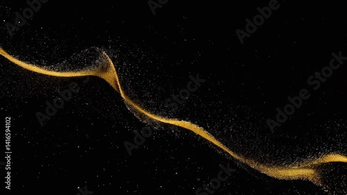 Flowing Bright Gold Particles on Dark Canvas

