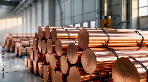 Copper cathodes stacked and ready for processing in metal plant