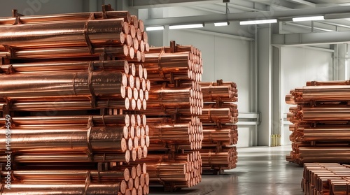 Copper cathodes stacked and ready for processing in metal plant