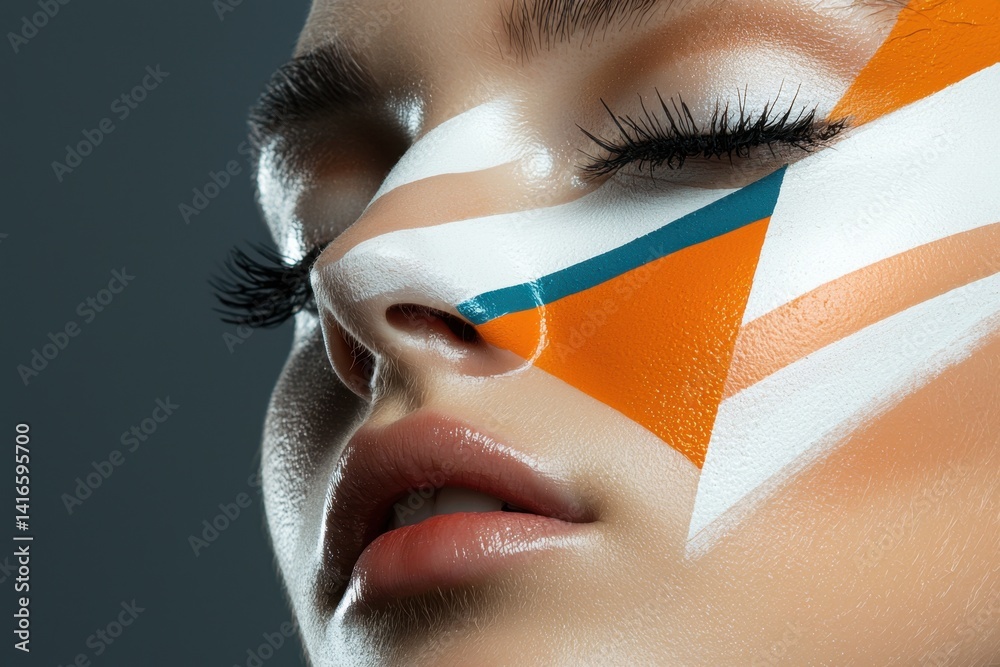 Avantgarde makeup tutorial bold editorial colors on model studio environment close-up shot unique artistic expression