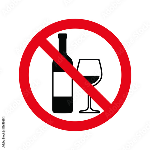No Alcohol Symbol – Alcohol-Free Zone Vector Icon
