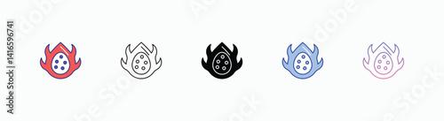 Dragonfruit icons set in different style vector stock 