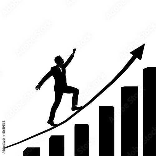 Businessman Climbing Growth Chart Success, Ambition, and Financial Growth