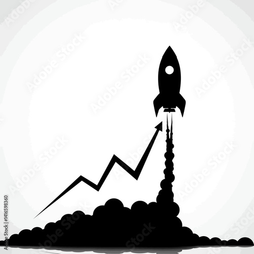 Rocket Launch, Business Growth, Startup Success, Innovation, Vector Illustration