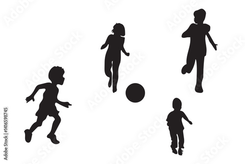 silhouettes of kid playing football