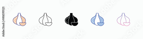 Garlic icons set in different style vector stock 