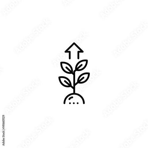 Plant Growing Upward with Arrow Symbolizing Growth  