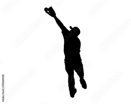 守備中の野球選手のシルエット
