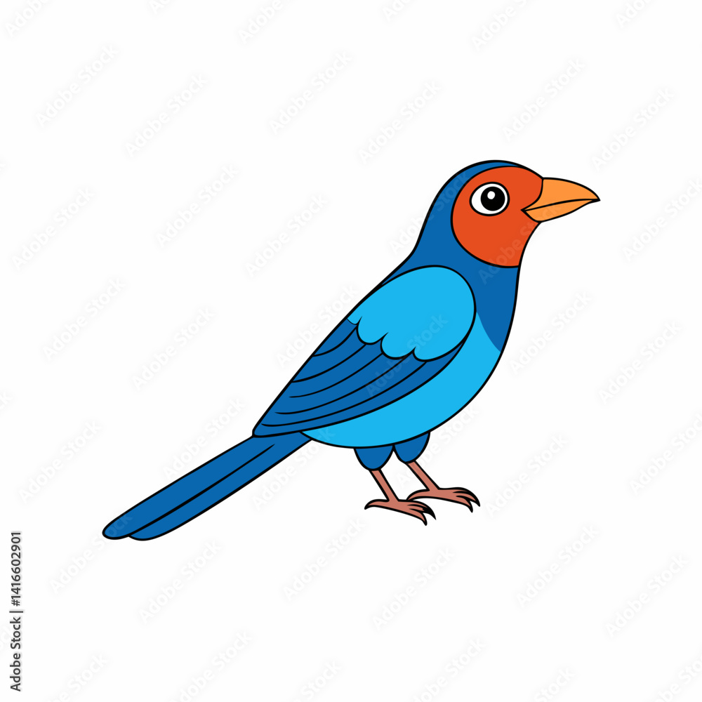 Obraz premium cartoon paradise tanager vector on white background
