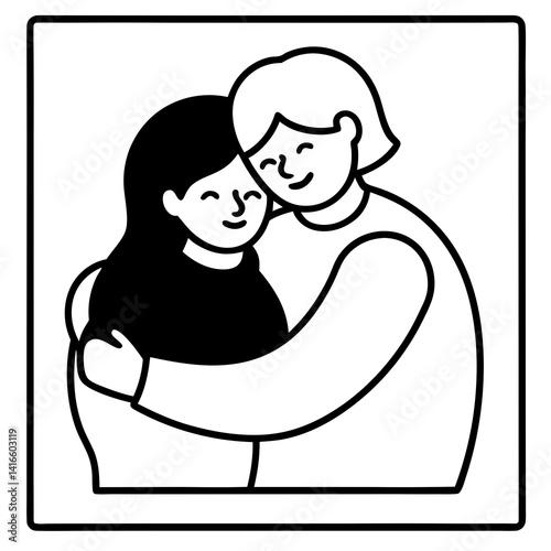 High-quality vector file of a heartfelt hug in a frame—perfect for digital downloads, microstock sales, and creative projects.