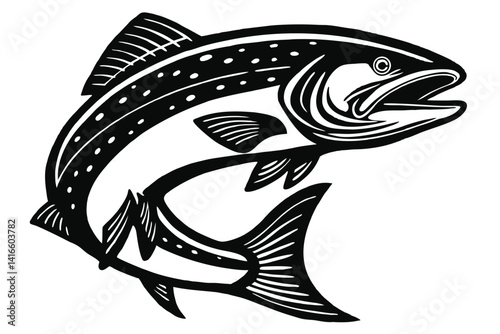 Beautiful fish trout fish silhouette black vector illustration 