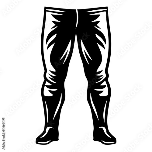 Monochrome illustration of a pair of stylized riding pants with tall boots