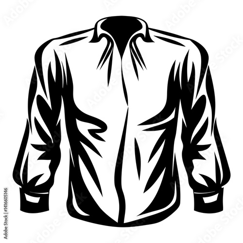 Stylized black and white vector illustration of a long sleeved shirt