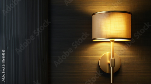 Elegant Gold Metal Wall Lamp with Luxurious Fabric Shade, Single Bulb Modern Sconce Lighting for Bedroom, Living Room, or Hallway Decor