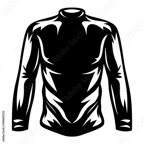 Sleek black and white long sleeved top with dynamic design elements