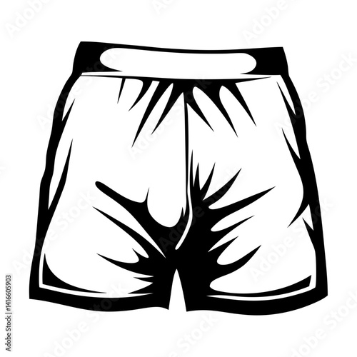 Monochrome illustration of sports shorts with stylized shading for artistic purposes