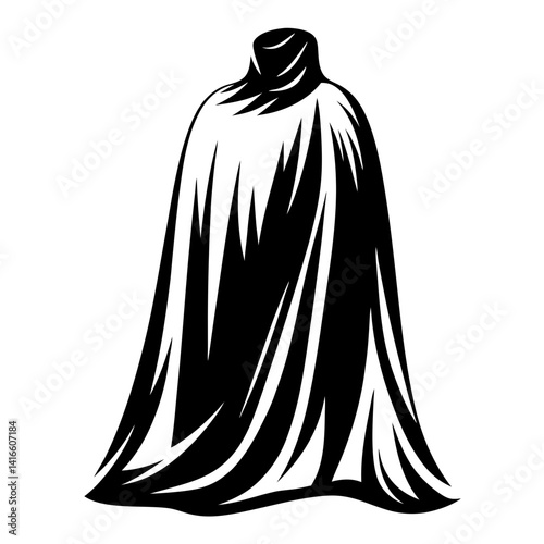 A Cloaked Figure Silhouette, Mysterious and Bold, in Black and White