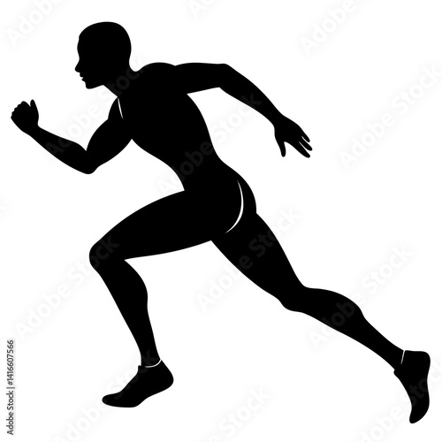 silhouette of a marathon runner mid stride vector illustration