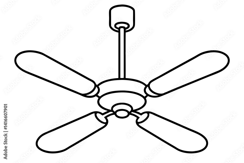 Ceiling Fan Line Art Vector Illustration With White Ceiling Fan Line Art Vector Illustration With White