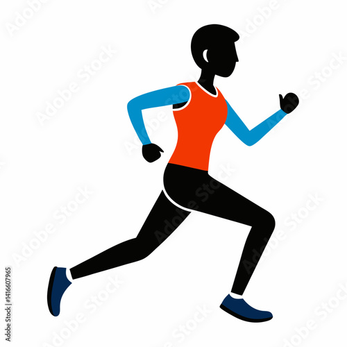 Silhouette of a person jogging lightly vector illustration
