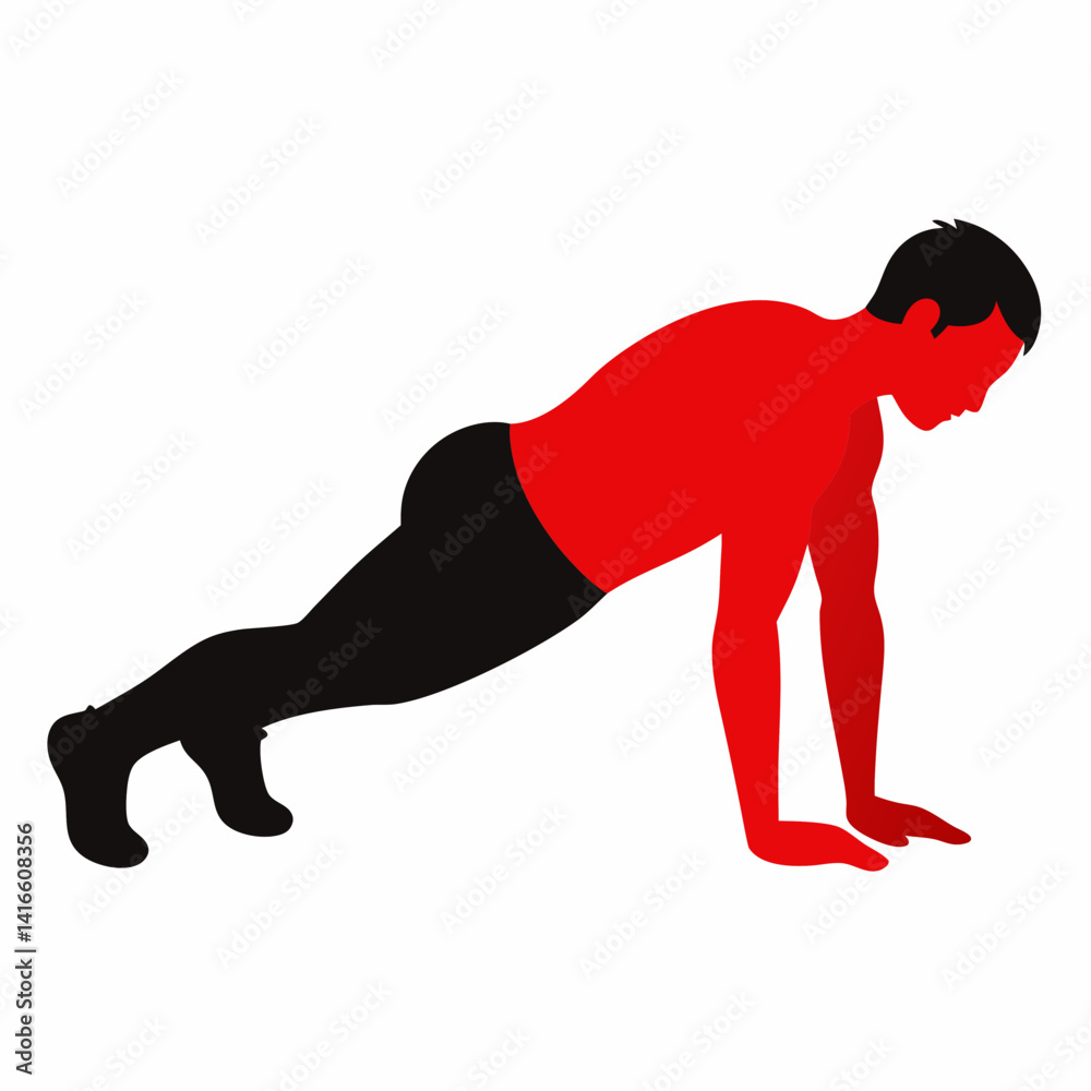 Silhouette of a person performing a push up on the floor vector illustration Silhouette of a person performing a push up on the floor vector illustration