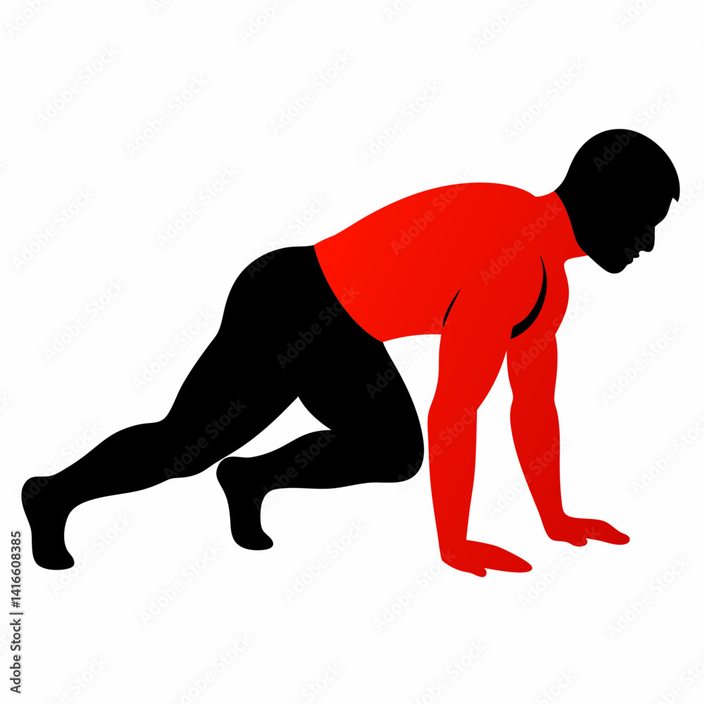 Silhouette of a person performing a push up on the floor vector illustration Silhouette of a person performing a push up on the floor vector illustration