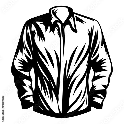 Monochrome stylization of a long sleeved button down shirt drawing art