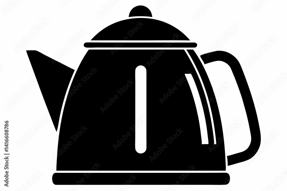Fototapeta premium Electric Kettle Silhouette Vector Illustration Black