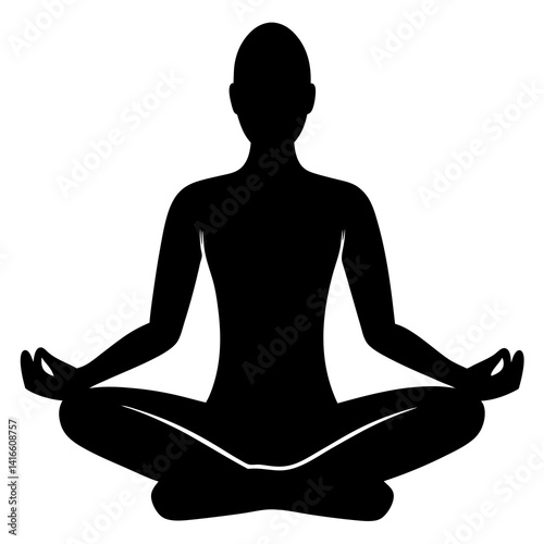 Silhouette of a person sitting cross legged in Lotus position vector illustration