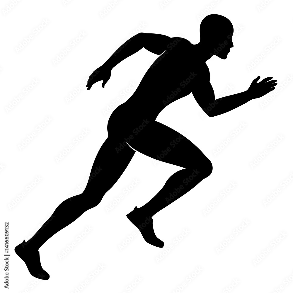 Silhouette of a track runner bent low in form vector illustration Silhouette of a track runner bent low in form vector illustration