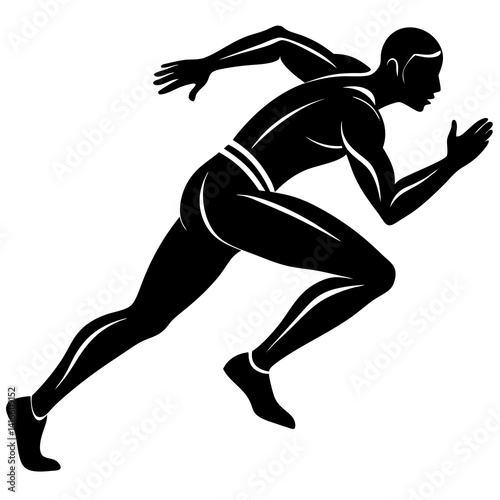 Silhouette of a track runner bent low in form vector illustration