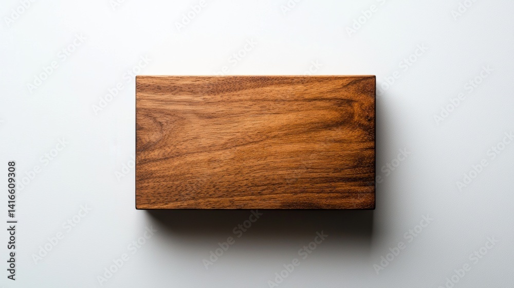 Naklejka premium Elegant wooden box resting on a light surface, showcasing natural grain patterns and craftsmanship details