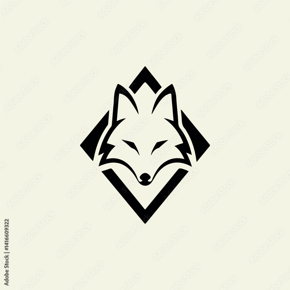Fototapeta premium Cute cartoon vector of a wolf head icon with a fun and artistic design