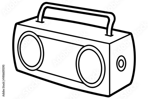 Portable Speaker Line Art Vector Illustration With White