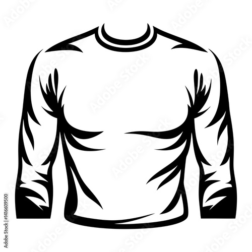 Monochrome vector illustration of a blank long sleeved shirt for mockups